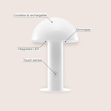 Boletus 10.75" Contemporary Bohemian Rechargeable/Cordless Iron Integrated LED Mushroom Table Lamp - JONATHAN Y